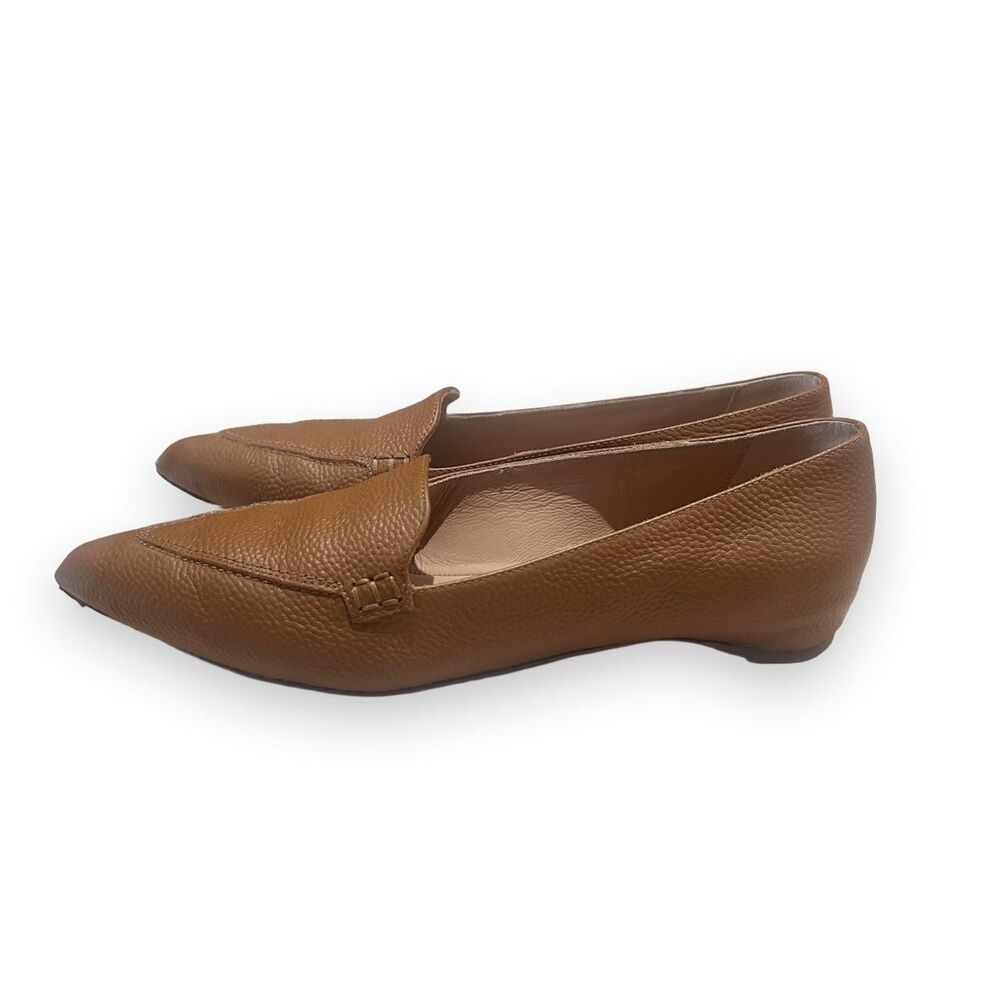 M.Gemi Brown Pebbled Leather Pointed Toe Loafers